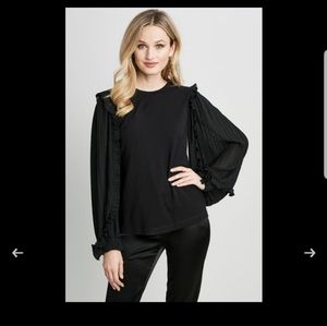 ELIE TAHARI black ruffled sheer balloon sleeve. NWT